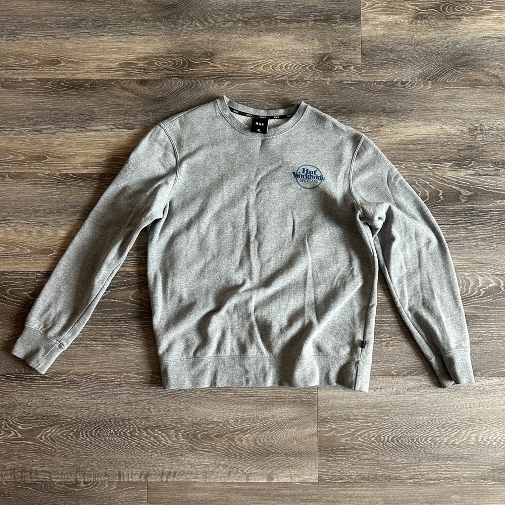 HUF Worldwide Crewneck Sweater with Blue Logo
